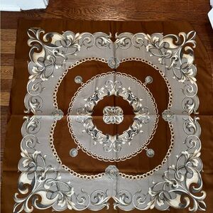 Liz Claiborne Brown and Cream Baroque Silk Scarf
